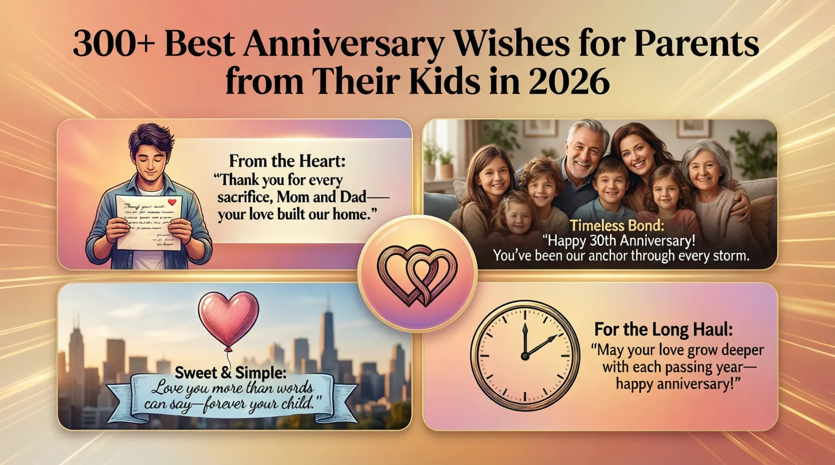 You are currently viewing 🎉 300+ Best Anniversary Wishes for Parents from Their Kids in 2026